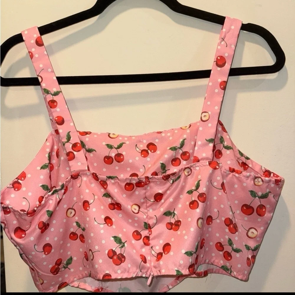 SHEIN Pink Cherry Print 2 Piece Set - Picture 3 of 5